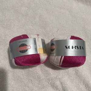 Skacel Solista Yarn -Color 1145- raspberry & White - Discontinued -New. Lot of 2